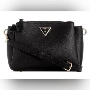 GUESS Noelle triple compartment faux-leather women's small crossbody bag - Black
